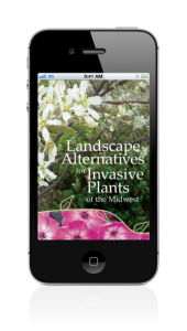 photo of smartphone with app name "landscape alternatives for invasive plants"