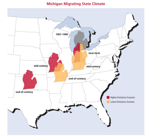 Michigan Migrating State Climate Map